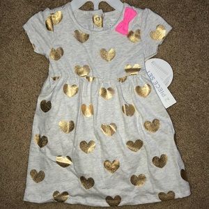 NWT Koala Kids Baby Girl Dress Gold Hearts
